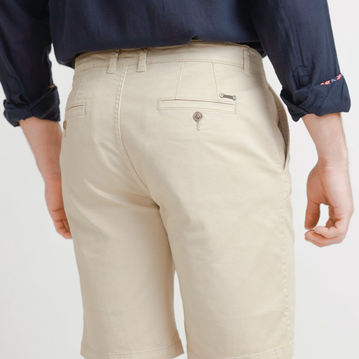 TRIAL - Bermuda Hombre Casual Algodón Liso Slim Valerio Beige