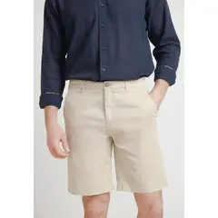 TRIAL - Bermuda Hombre Casual Algodón Liso Slim Valerio Beige