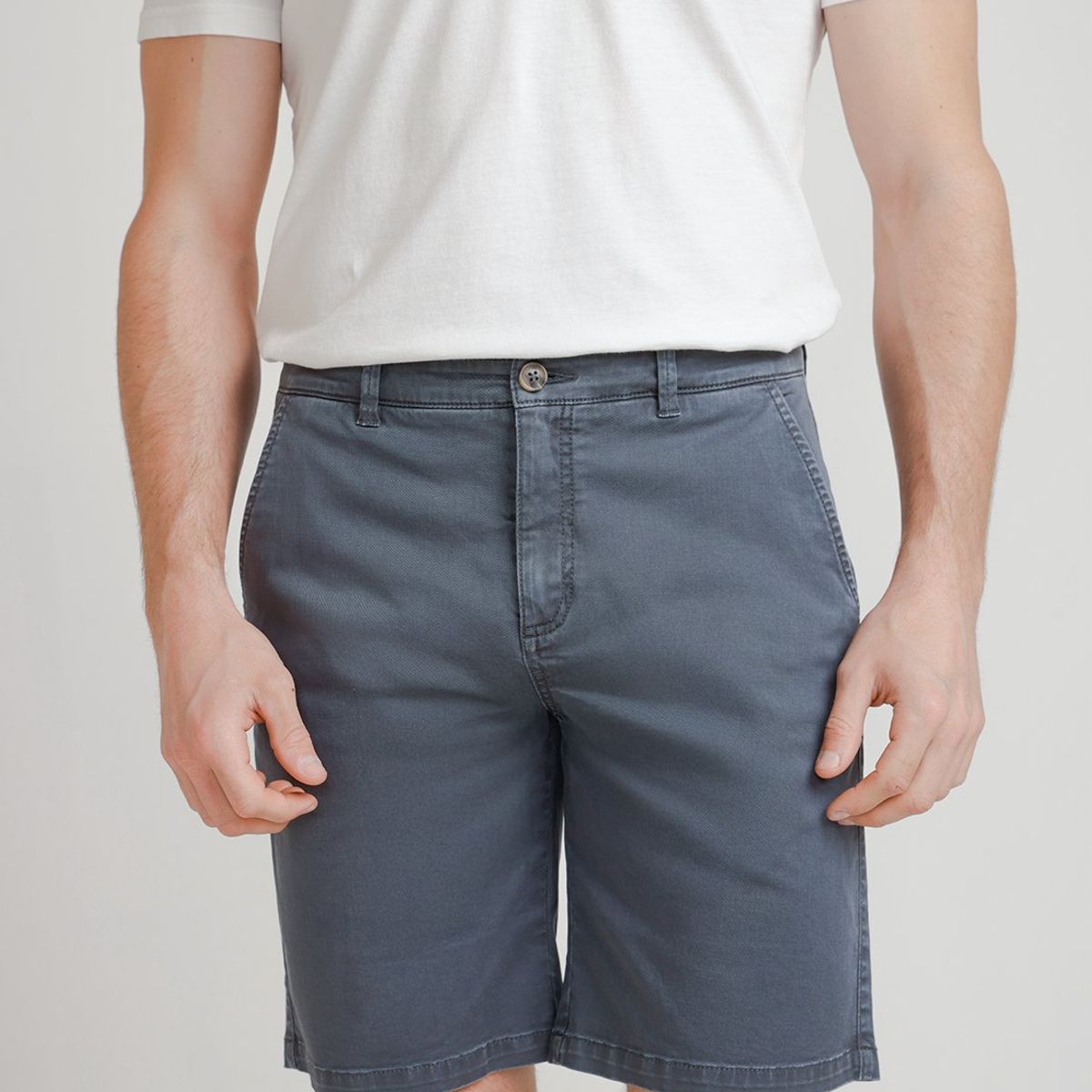 TRIAL - Bermuda Hombre Casual Algodón Liso Slim Valerio Azulino