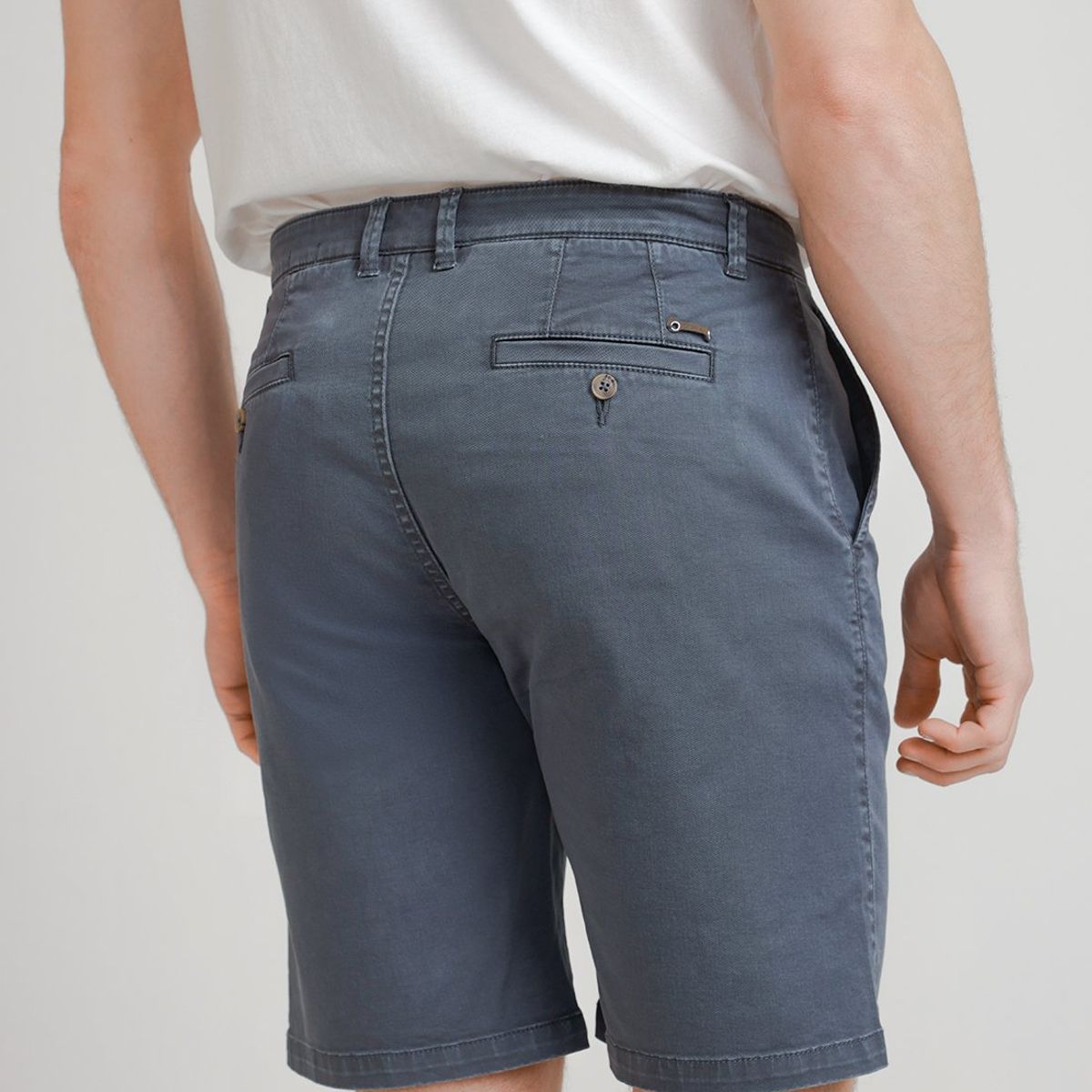 TRIAL - Bermuda Hombre Casual Algodón Liso Slim Valerio Azulino