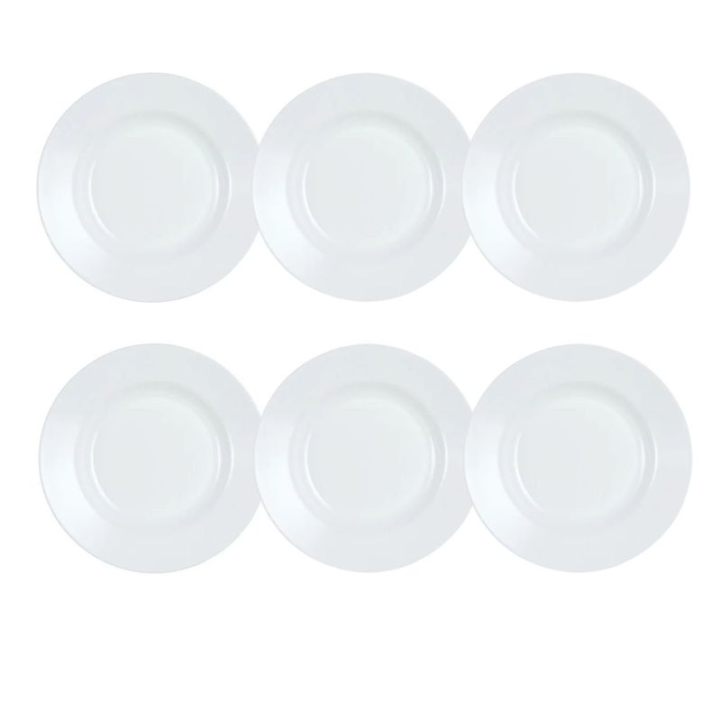MARINEX - Set 6 Platos Hondos Opaline 23cm Marinex Vidrio Resistente
