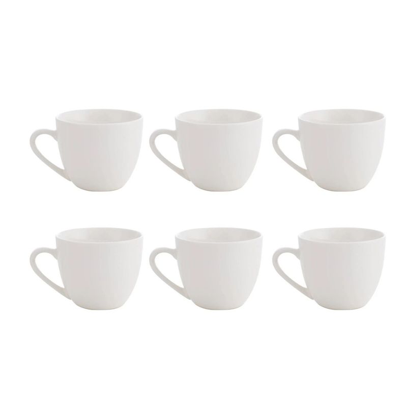 HALLEN - Set 6 Tazas De Te Redonda 260cc Porcelana Blanca Hallen