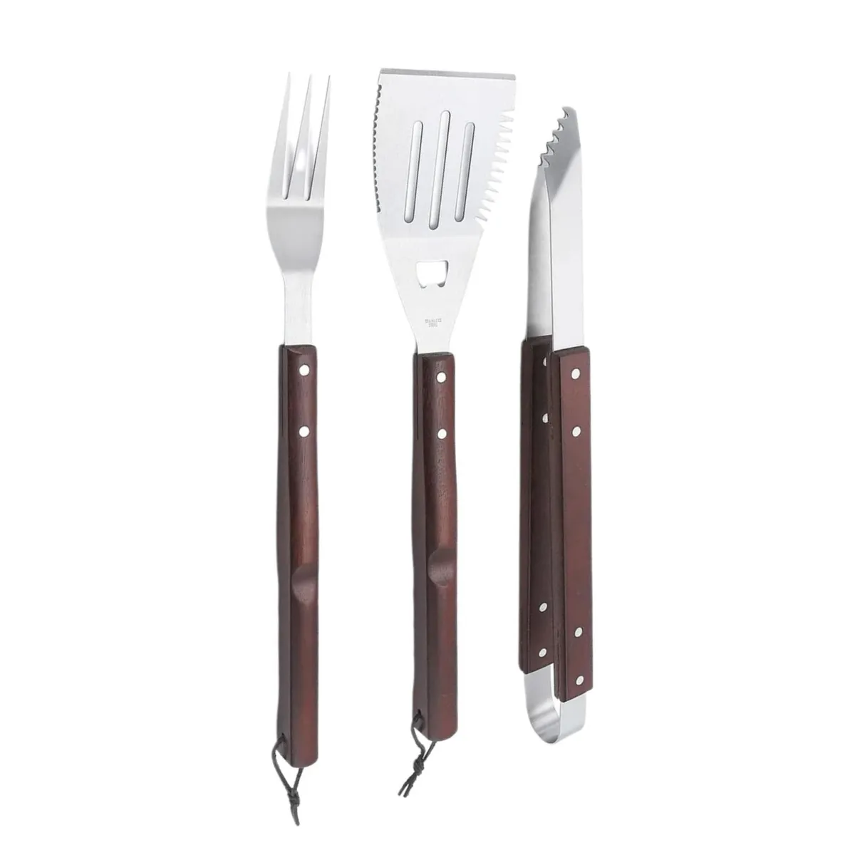 GENERICO - Set Parrillero 3 Piezas Espatula Horquilla Pinza Con Funda