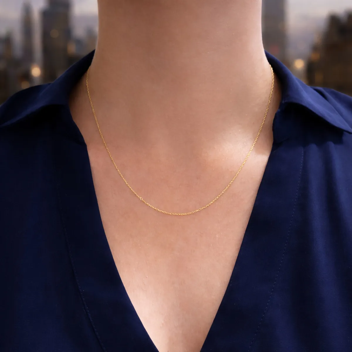 JOYAS MYTOKE - Cadena Oro 18k 50cm Eslabon Redondeado Hombre Mujer