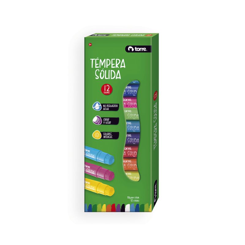 TORRE - Témpera Torre Solida 12 colores 10 g x Stick