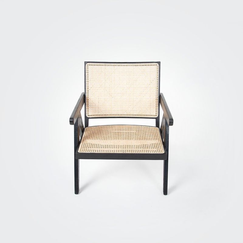MILK - SILLON BAJO PIERRE NEGRO NATURAL RATTAN