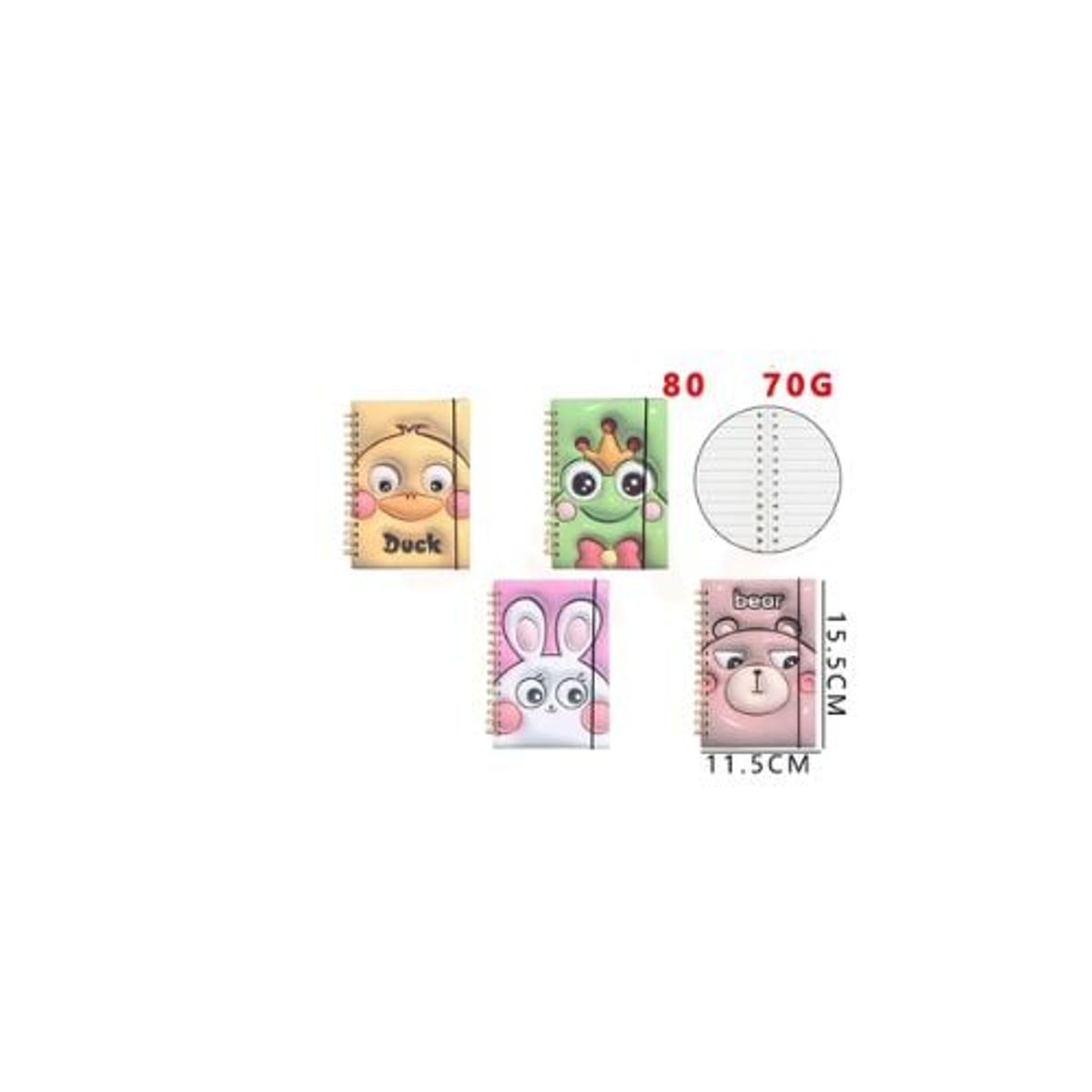 GENERICO - Libreta Animales Cute 80 Hojas