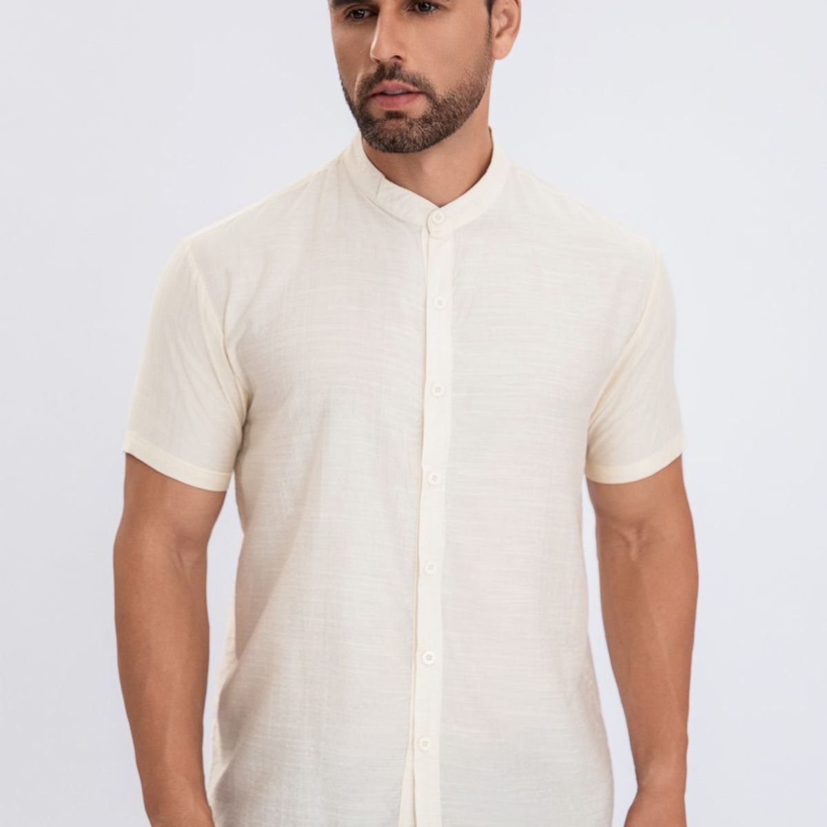 LIKE SHOP - Camisa Verano Manga Corta Hombre Cuello Mao Casual Fashion 153