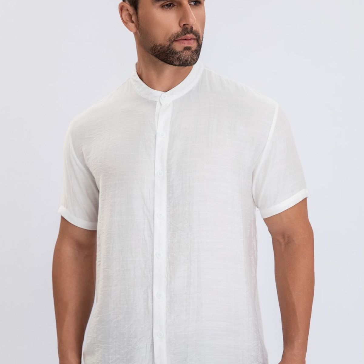 LIKE SHOP - Camisa Verano Manga Corta Hombre Cuello Mao Casual Fashion 153