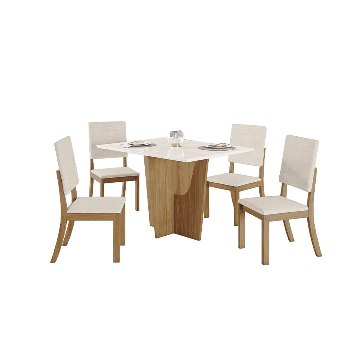 HOME MOBILI - Juego Comedor 4 Sillas Alma Off white…