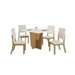 HOME MOBILI - Juego Comedor 4 Sillas Alma Off white