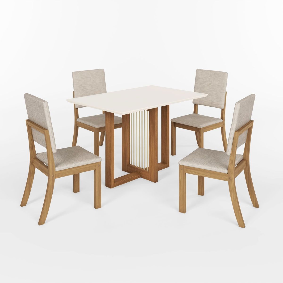 HOME MOBILI - Juego Comedor 4 Sillas Eden Off white…