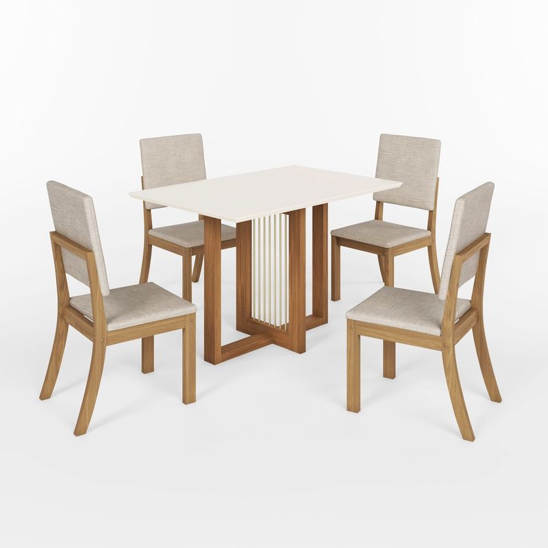 HOME MOBILI - Juego Comedor 4 Sillas Eden Off white