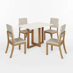 HOME MOBILI - Juego Comedor 4 Sillas Eden Off white