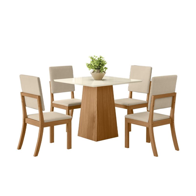 HOME MOBILI - Juego Comedor 4 Sillas Riviera Off white