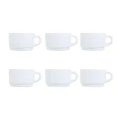 NADIR - Set De 6 Tazas Desayuno Apilable 280 mL Opal Vidrio Resistente