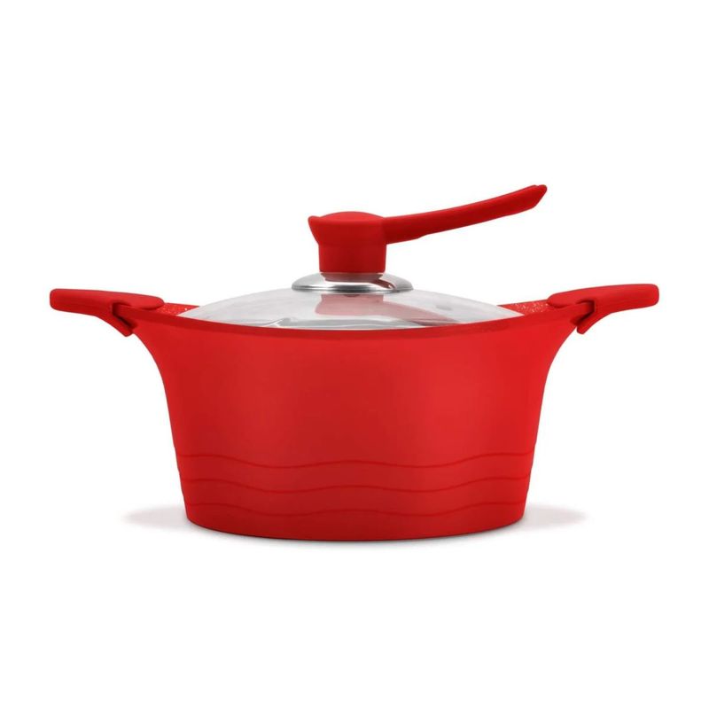 BOHLIER - Cacerola 24cm De Aluminio Fundido Roja Bohlier Tapa De Vidrio