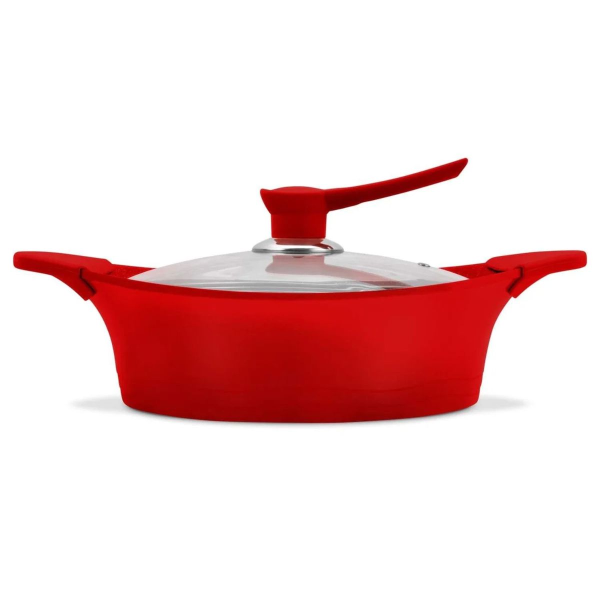 BOHLIER - Guisera 28cm De Aluminio Fundido Bohlier Roja Tapa De Vidrio