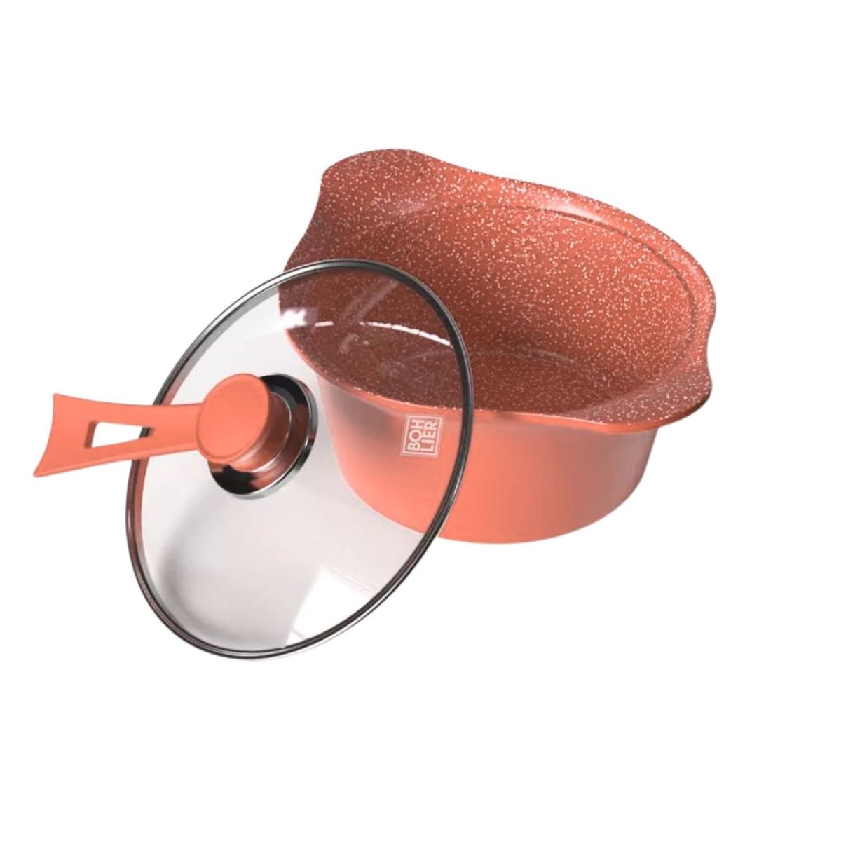 BOHLIER - Cacerola 24cm De Aluminio Fundido Rosa Bohlier Tapa De Vidrio