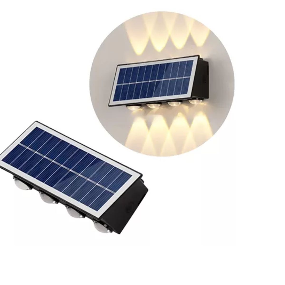 GENERICO - Apliqué Solar Bidireccional Impermeable 8leds Luz Calido