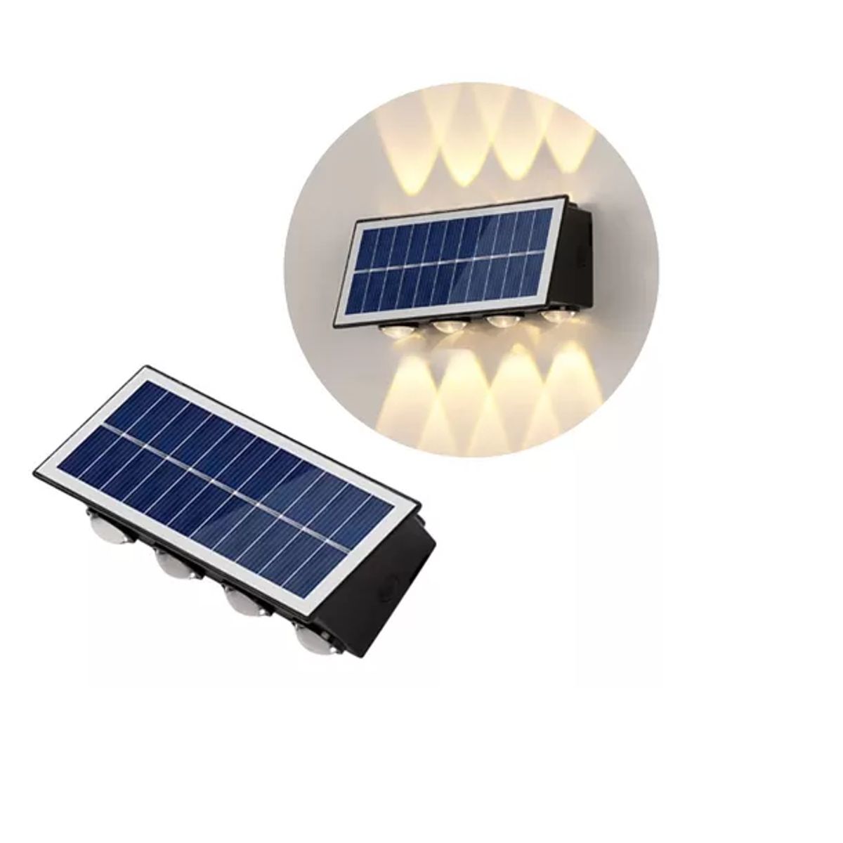 GENERICO - Apliqué Solar Bidireccional Impermeable 8leds Luz Calido