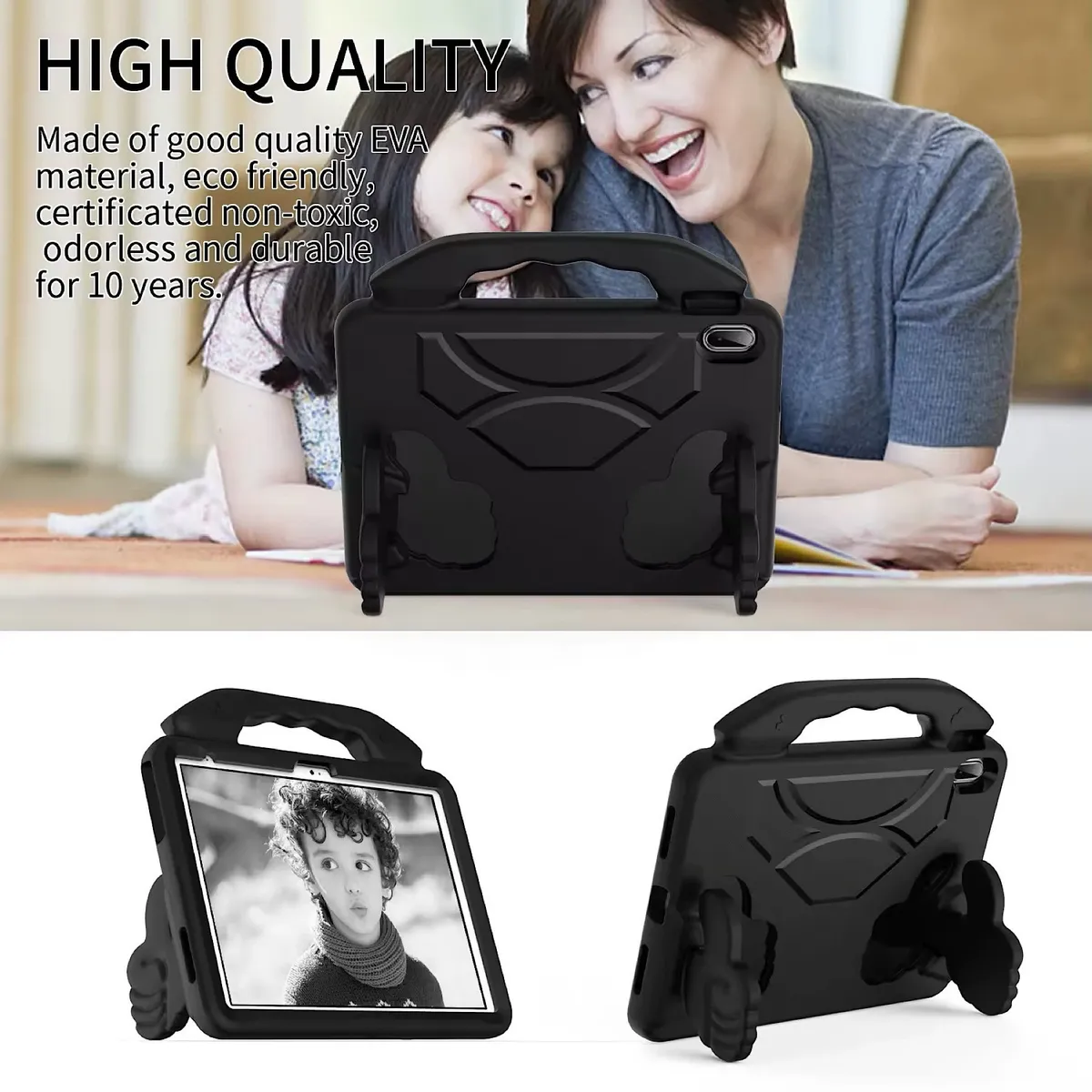 GENERICO - Carcasa Para iPad 10.9 Decima Gen - Niños Antigolpe Negro