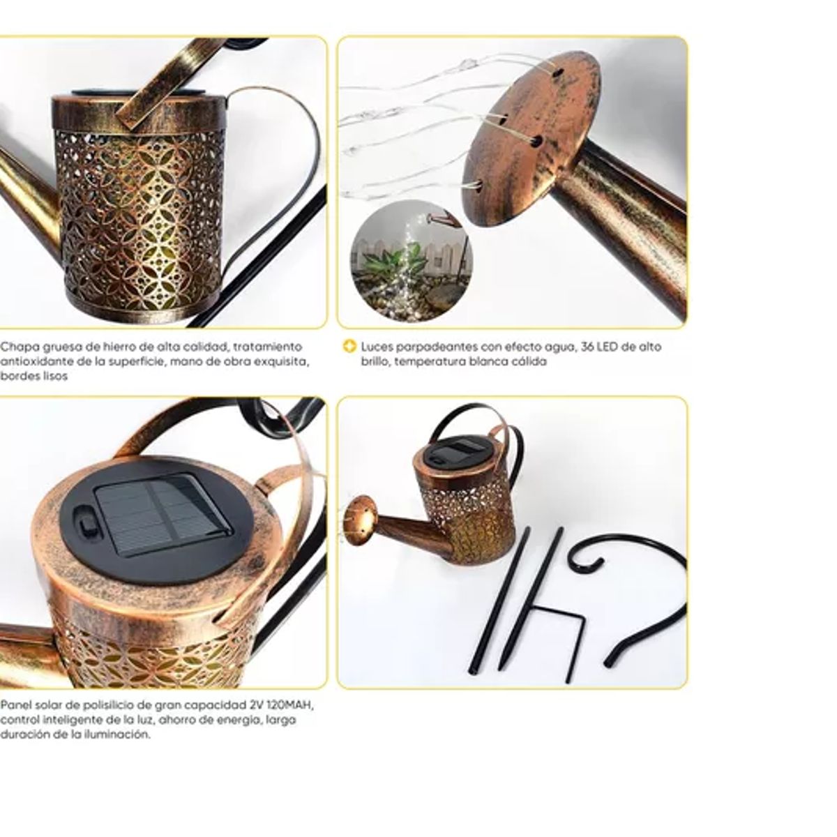 GENERICO - Regadera Solar Hueca Agua Led Impermeable