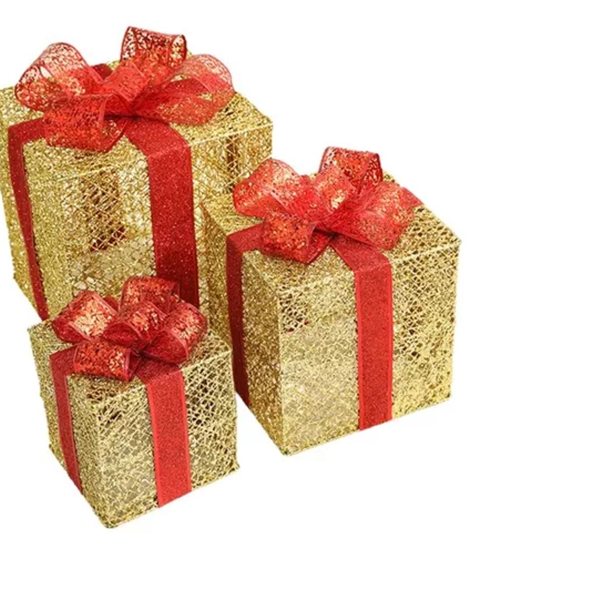 GENERICO - Cajas Navideñas De Regalo Con Luces Led Adorno 3 Piezas