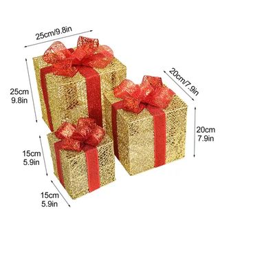 Imagen 2 del producto Cajas Navideñas De Regalo Con Luces Led Adorno 3 Piezas
