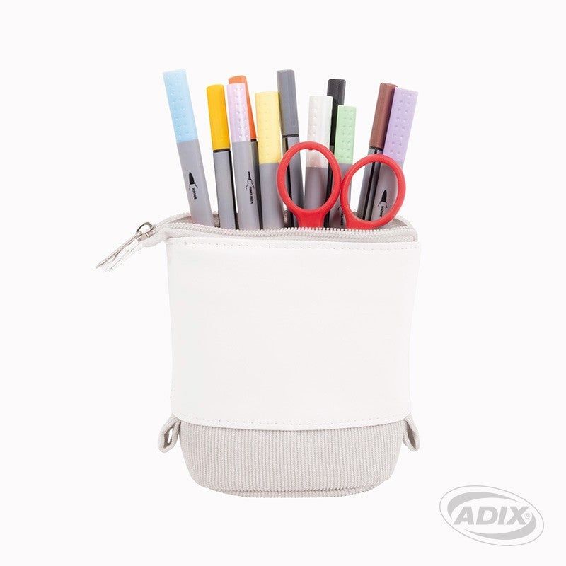 ADIX - Estuche Escolar Retractil Color Gris Pastel Adix