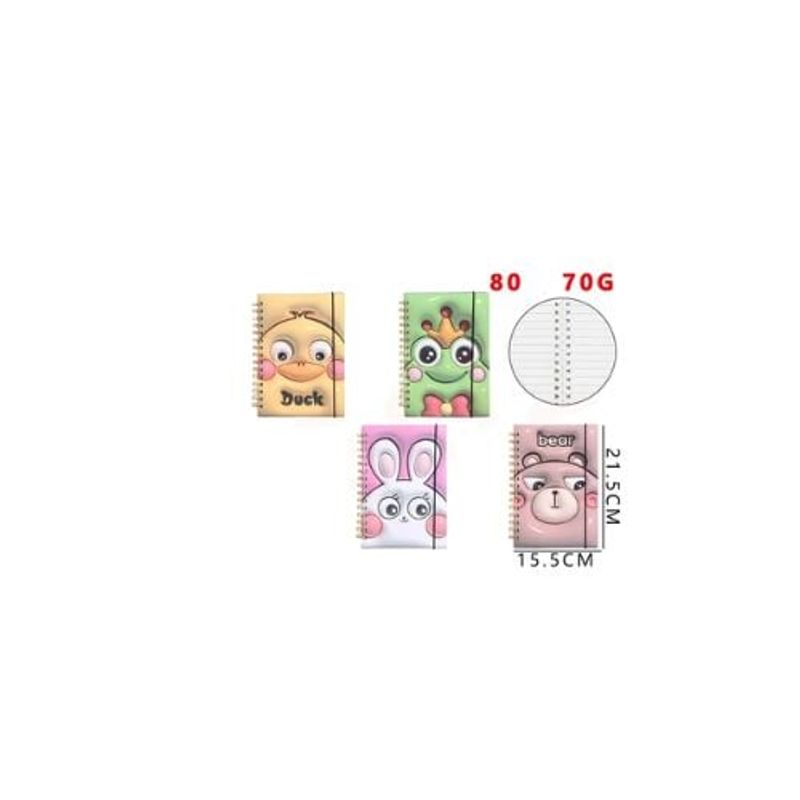 GENERICO - Libreta Animales Cute 80 Hojas