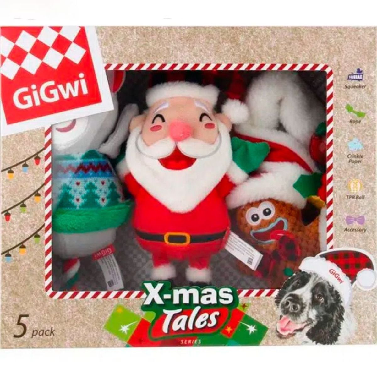 GIGWI - Pack Navideño 5 piezas Perro Pequeño/Mediano Gigwi
