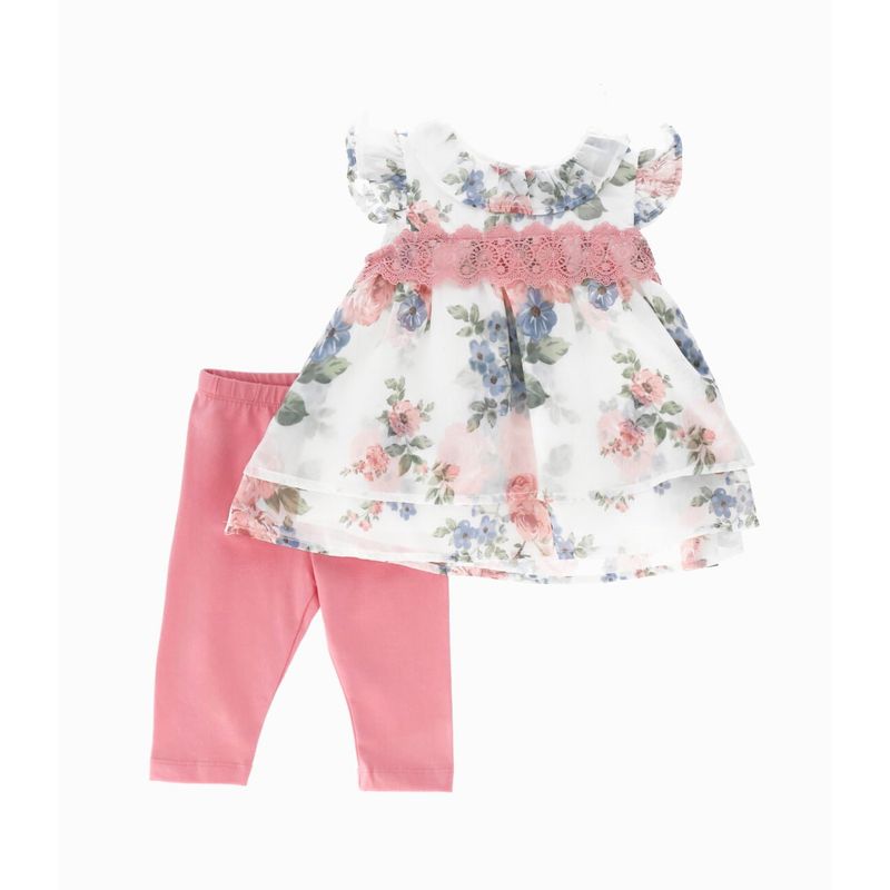 LIMONADA - Conjunto recién nacida de vestido y calzas Coral LIMONADA