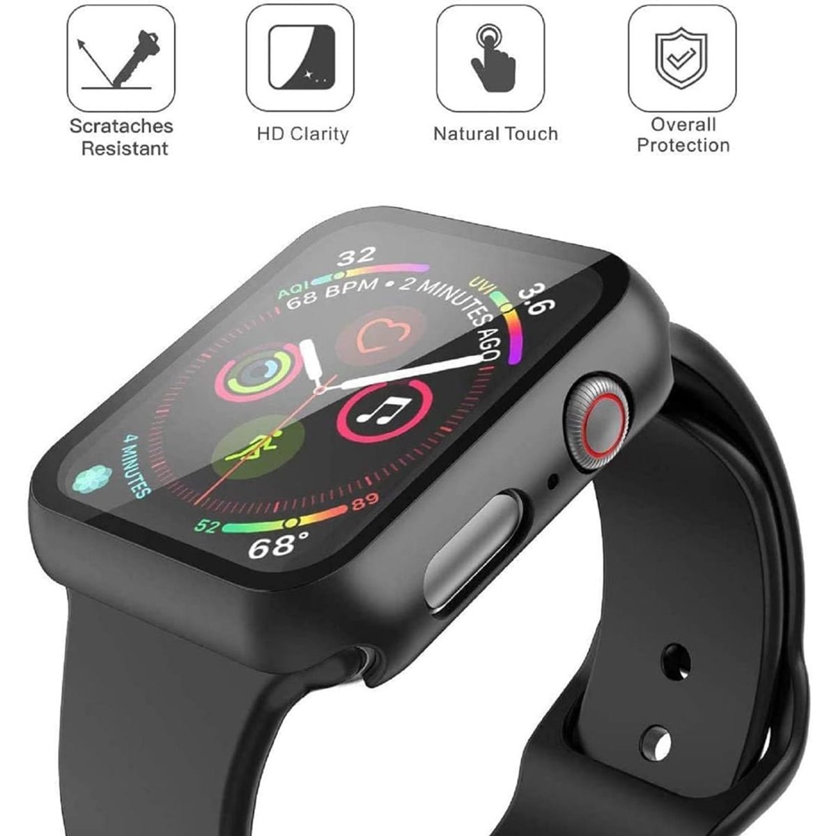GENERICO - Protector Carcasa Glass Apple Watch 45mm Transparente