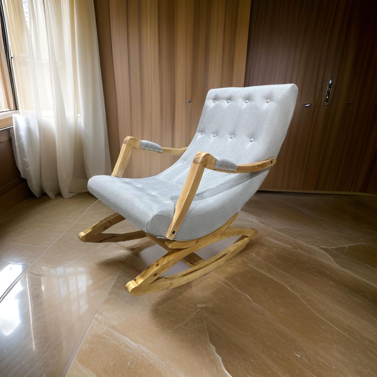Silla Mecedora con Apoya Brazo Gris Lino