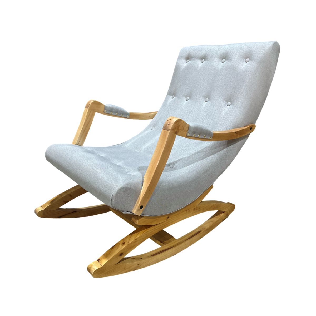 MUEBLES NEW - Silla Mecedora con Apoya Brazo Gris Lino.