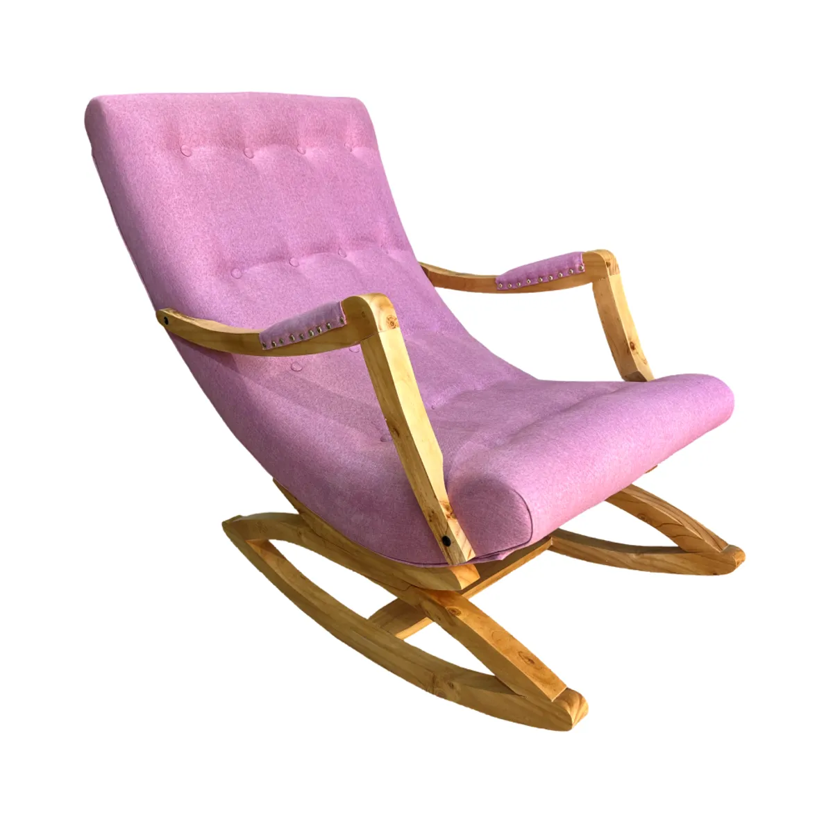 MUEBLES NEW - Silla Mecedora con Apoya Brazo Rosado Lino.