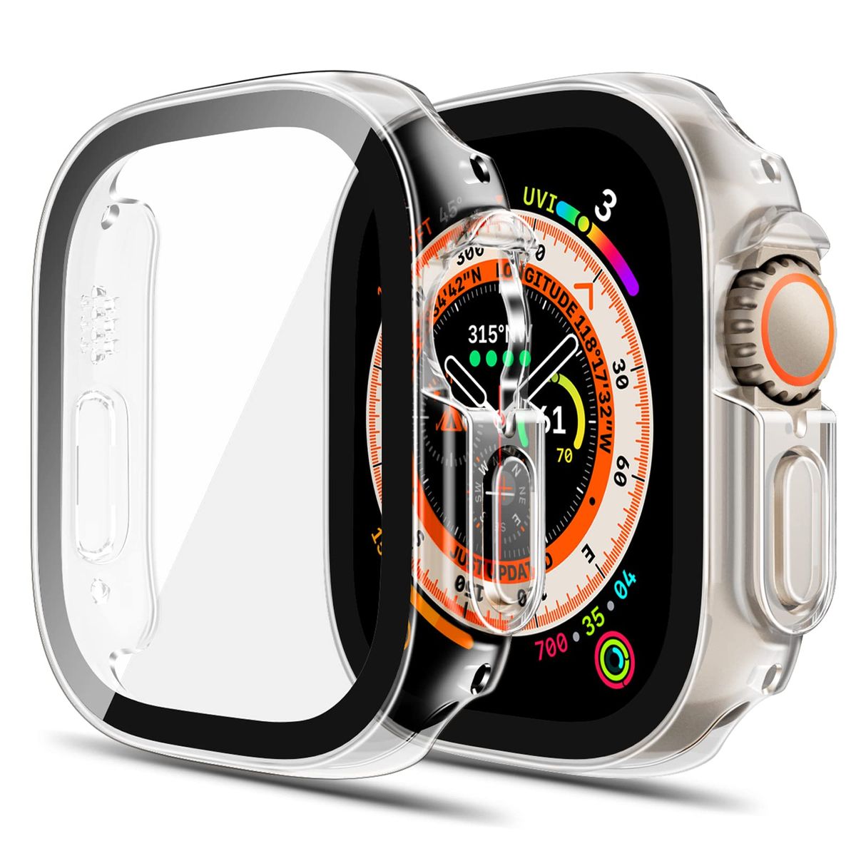 BANANA TIENDA - Protector Carcasa Glass Compatible con Apple Watch Ultra 49mm Transparente
