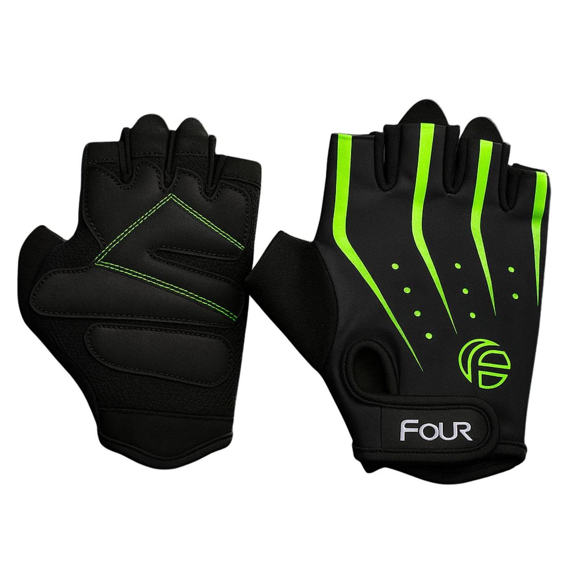 FOUR - Guantes de Ciclismo sin dedos - Four Sublimado - Negro - M