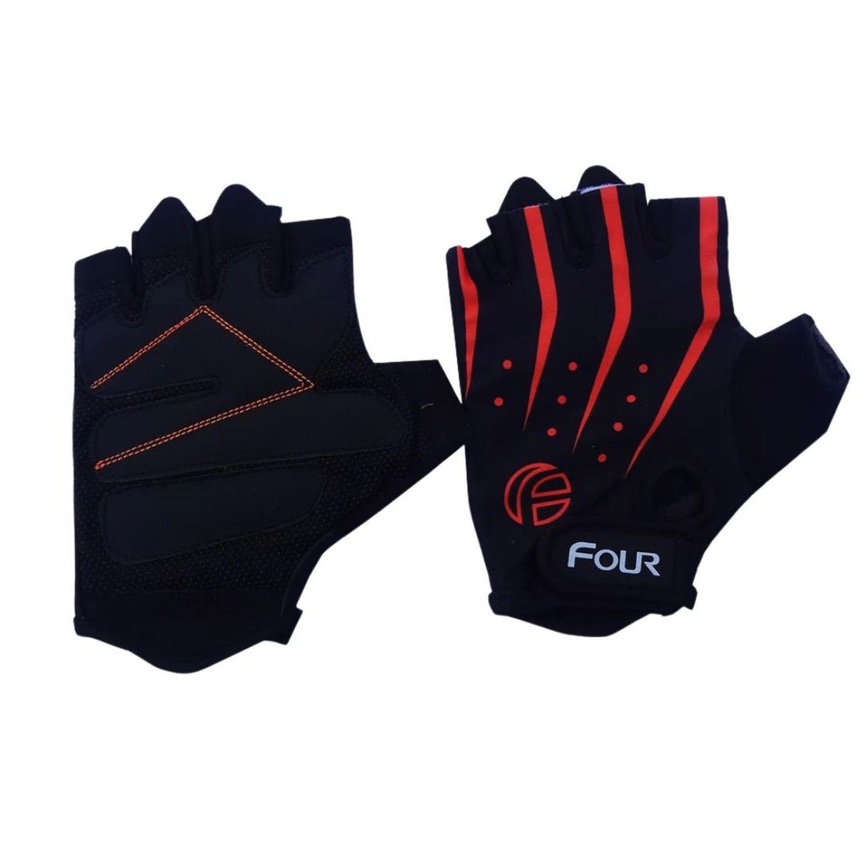 FOUR - Guantes de Ciclismo sin dedos - Four Sublimado - Negro - M