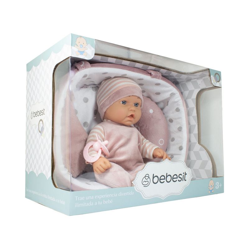 BEBESIT - Muñeca Bebe Clara con cuna y accesorios
