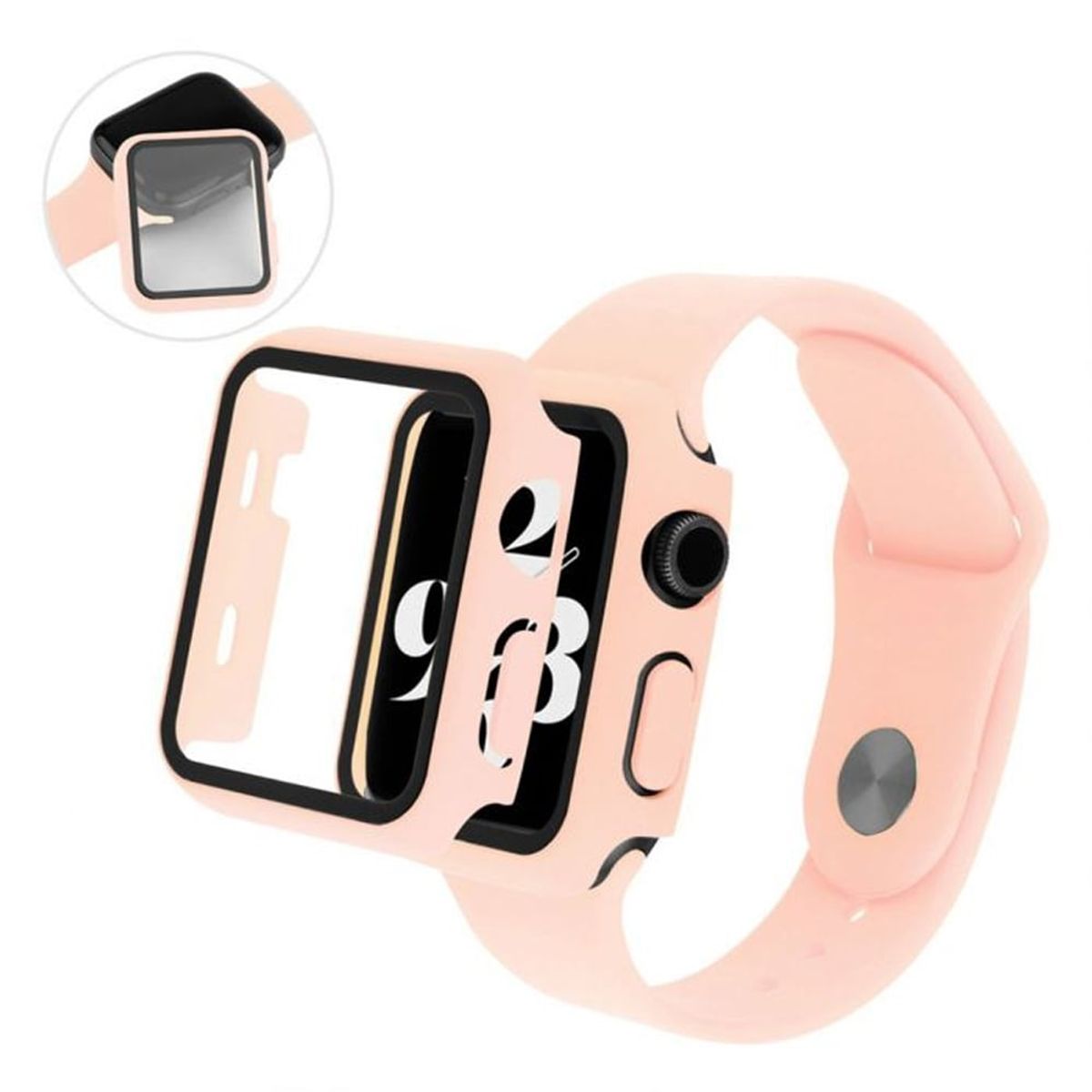 GENERICO - Protector Carcasa Glass Apple Watch 44mm Rosa Palo