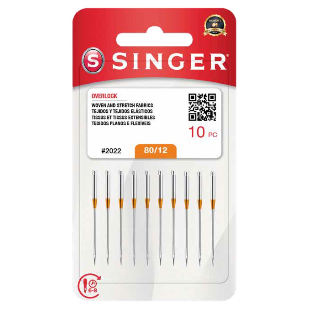 SINGER - Aguja Singer 2022 80/12 (overlock y colleretera), set 10 unidades