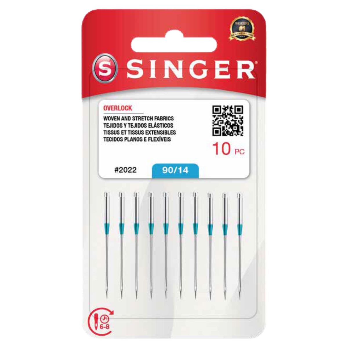 SINGER - Aguja Singer 2022 90/14 (overlock y colleretera), set 10 unidades