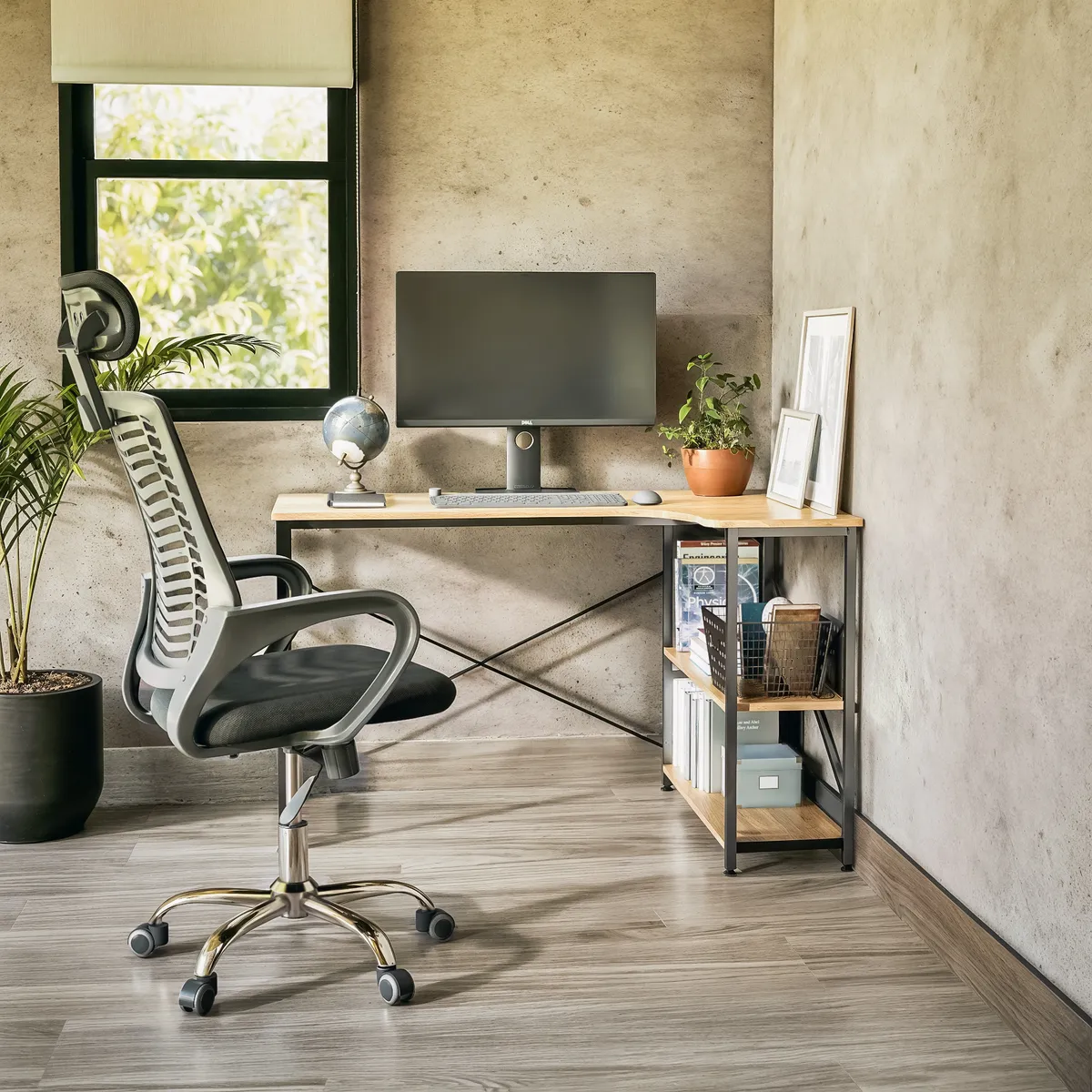 RELAN - Escritorio con Estantes Top Living Desk 12 Industrial