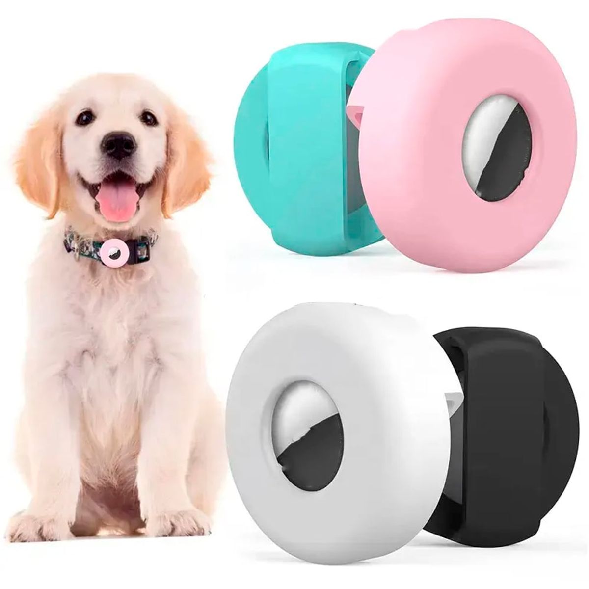 GENERICO - Funda Para Airtag De Collar Silicona Mascota Gato-Perro Negro