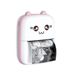 OEM - Mini Impresora Térmica Portátil Bluetooth Gatito + 11 Rollos Rosada