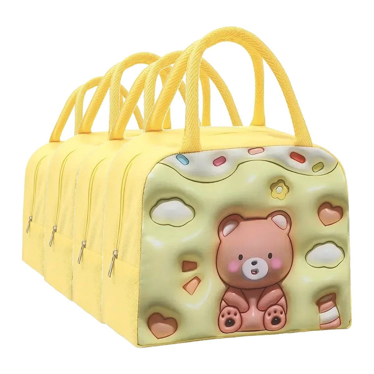 GENERICO - 4 Lonchera Térmica Con Efecto 3D Amarillo