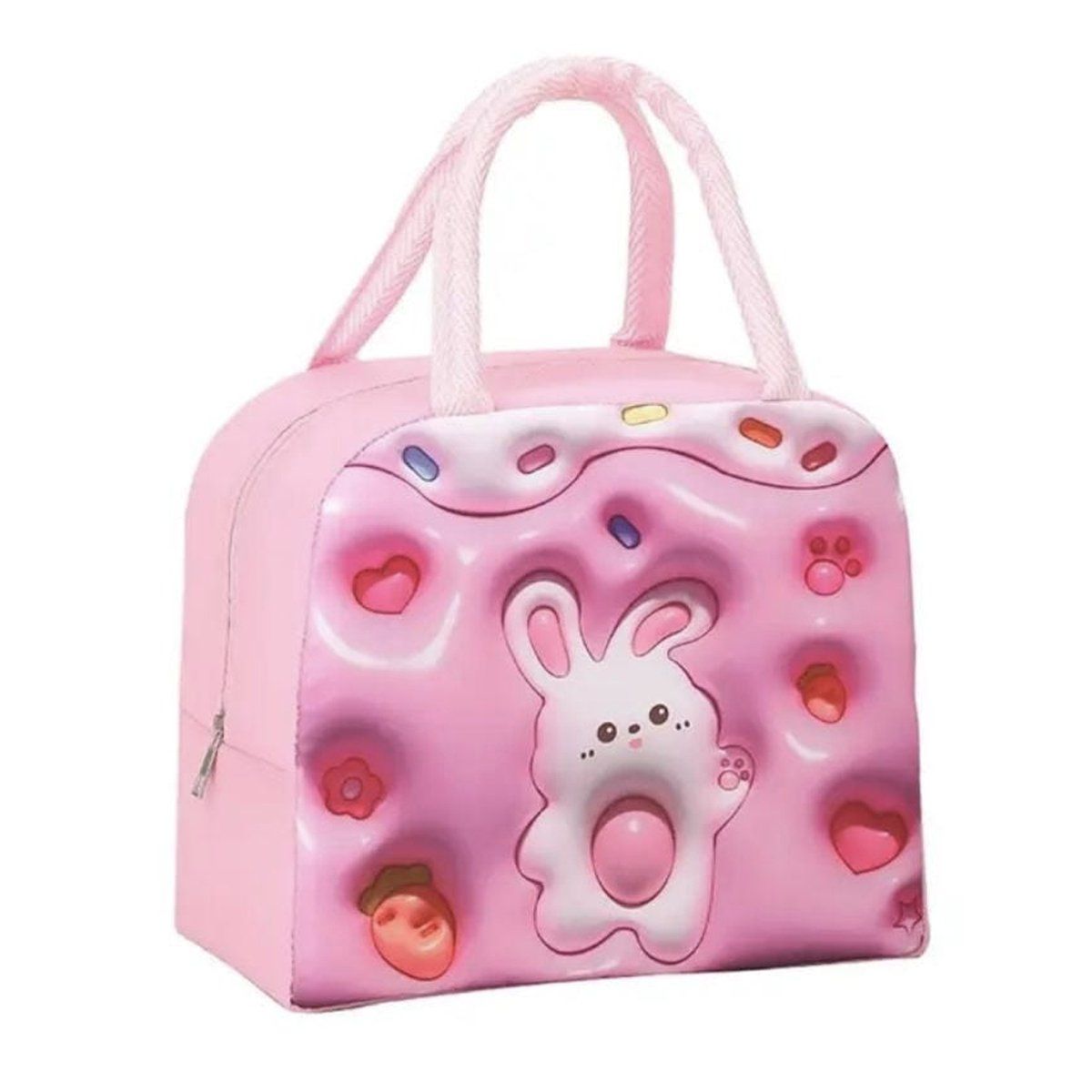 GENERICO - 4 Lonchera Termica Con Efecto 3D Rosado