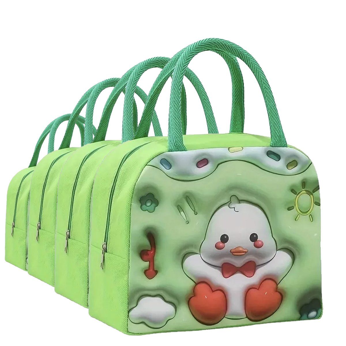 GENERICO - 4 Bolso Termico Tipo Lonchera Con Efecto 3d Verde